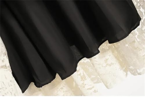 Women Spring Summer High Waist Slimming Flattering Meat Covering Skirt Lace Pleated A- Line Mini Skirt4