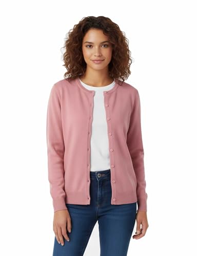 Image of Allsense Women's Long-Sleeve Crewneck Cardigan | Classic Button Down Sweater, Soft Fine Knit, Lightweight