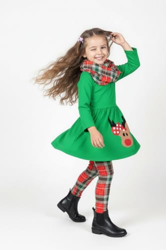 Image of Unique Baby Girls Kids Toddler 3pc Outfit Set Long Sleeve Soft Knit Tunic Top Leggings and Scarf