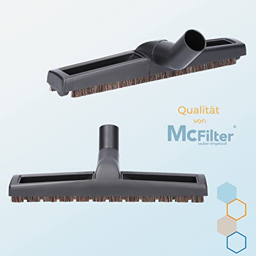 McFilter I Universal 32/35mm Hartbodendüse Staubsaugerdüse 360 mm extra breit kompatibel mit Siemens, Bosch, AEG, Miele, Philips, Samsung, Dirt Devil, Panasonic, 2 Laufräder, weiches Rosshaar