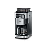 SEVERIN Kaffeemaschine mit Mahlwerk, Kaffeeautomat mit Glaskanne und Timer-Funktion, auch als Filterkaffeemaschine, Glas-Kaffeekanne für 8 Tassen, 1000 Watt, Edelstahl-gebürstet / Schwarz, KA 4810