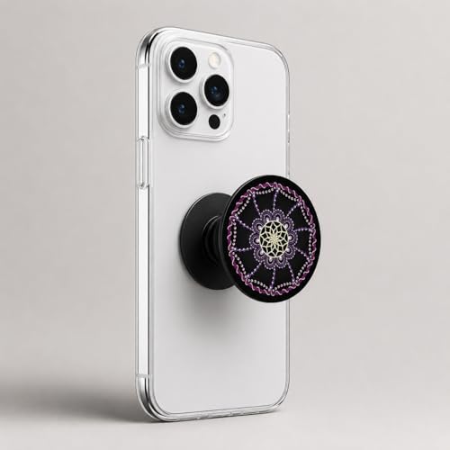 Image of Phone Case Holder | Expanding Kickstand, Mobile Phone Hold Grip for iPhone, Samsung, OnePlus & All Smartphones - Mandala (Purple)