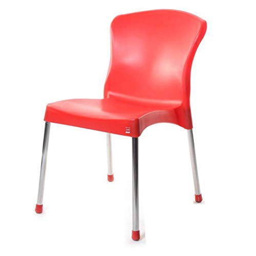 Image of Cello Milano Cafeteria Set of 4 Chairs (Red) | Strong and Durable | Easy to Clean | Chair for Living Room, Bed Room, Kitchen, Office Room, Outdoor | 3 Years Warranty