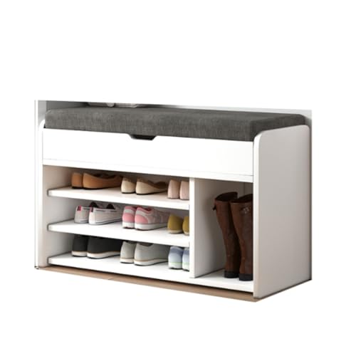 wyazziv シューズラックは玄関ベンチとしても使える2段3段式の靴収納棚でクッション付き靴交換スツール機能を備えています 幅60cm80cmから選べる耐荷重150kgの省スペース設計で簡単組み立て可能な玄関収納家具です ([フリップカバー+トランクスペ