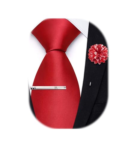 Image of Hi-Tie Pretied Boys Ties Solid Color Kids Adjustable Necktie Lapel Pin Clip Set Age 8-12 Wedding School Graduation