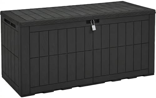 YITAHOME Außenspeicherbox 450L Wasserdichte Deckbox für Gartengeräte Terrassenkissen Swimmingpool-Zubehör verschließbar einfach zusammenzubauen vielseitiger Sitzbank oder Tisch,sch