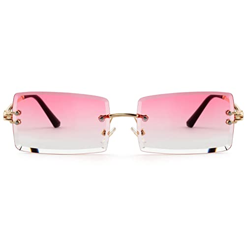 Image of Kursan Frameless Rectangle Sunglasses for Men Women Small Rimless Sun Glasses Shades UV400 Protection