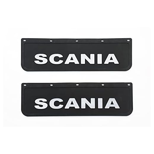 2 piezas de Guardabarros apto para camiónes SCANIA con inscripción 3D en relieve, faldillas en goma resistente negra 60 x 18 cm