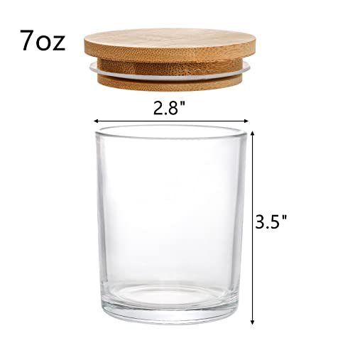 Lawei 12 Pack 7 Oz Clear Candle Jars With Bamboo Lids, Empty Glass Candle Jars For Making Candles Containers, Bulk Thick Candle Jars Candle Tins, Spice Jars, Sample Container, Dishwasher Safe #TOP1
