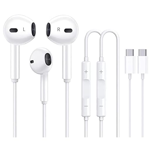 [2 Packs] USB C Headphone Type C Earphones Wired Earbuds HiFi Stereo Noise Canceling in-Ear Headset with Microphone for iPad Pro Samsung Galaxy S21 Ultra S20 FE S22 Note 20 A53 Pixel 6 Pro 5g Oneplus