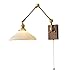 applique murale vintage bras réglable applique câblée avec interrupteur à chaînette, lampes de tête de lit en cuivre Appliques murales en céramique blanche, à côté de l'appareil d'éclairage de lecture