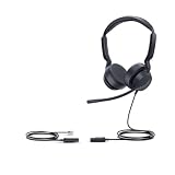 Yealink YHS36 E2 Dual Cuffie cablate con QD a RJ9, microfono Cancelling, audio HD Wideband, archetto ergonomico, auricolari in pelle, compatibile con telefoni desc IP