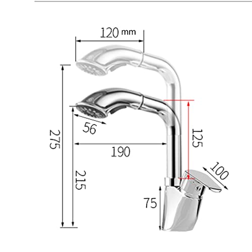 Grifo de lavabo telescópico para eliminar salpicaduras con su caño giratorio de latón 2