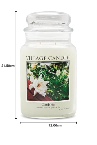 Village Candle Large Fragranced Candle - 17cm x 10cm - 21.25oz (602g)- Gardenia - upto 170 hours burn time