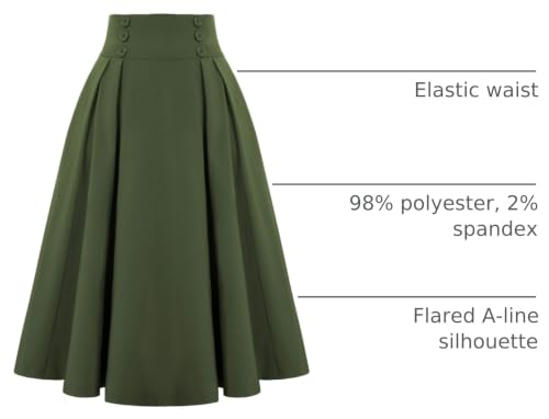Image of Belle Poque Women's Midi Pleated A-Line Skirts Pockets