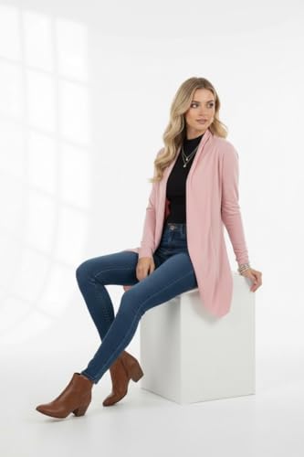 Image of ToBeInStyle Womens Open Front Long Sleeve Lightweight Asymmetrical Draped Cardigan with Side Pockets