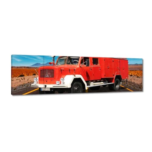 Toile grand format pour habiller un grand mur vide camion de pompiers 170 x 50 cm