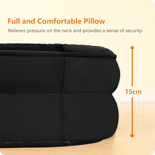 HMTOPE Orthopädisches Hundebett, Hundesofa, Vierseitiges Nackenrolle Kissen, rutschfeste Unterseite Hundekorb, Abnehmbar und Waschbar, Kleine Hunde, Mittelgroße Hunde, 90 x 71 x 15 cm, Schwarz