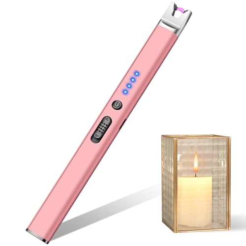 LcFun Candle Lighter Electric USB Rechargeable Plasma Arc Lighter with Safety Lock Windproof Flameless Long Lighters for Candle Grill BBQ Camping Gas Stoves