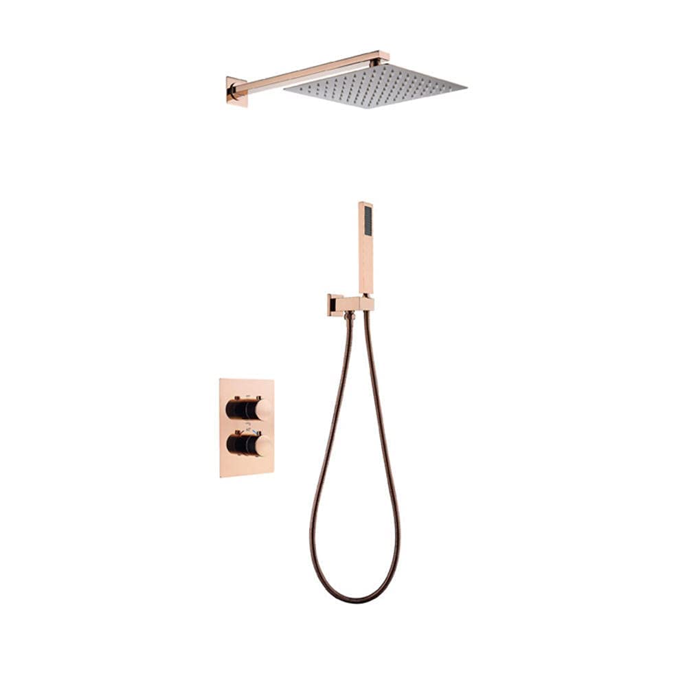 QUSYZD Concealed Thermostatic Shower Set Rose Gold Shower Head with Handheld Bathroom Shower System-3 Function,2 Function,2 Function