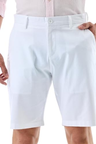 Image of SNITCH Men Casual Shorts | Regular Fit Mid Rise Solid Pattern | 100% Cotton Smooth Texture with Drawstring Closure & Elastic Waistband for Summer & Club Wear