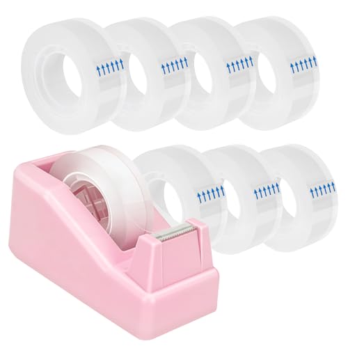 Support de ruban adhésif OWLKELA transparent avec base antidérapante et 8 scotchs inclus