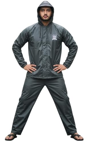 Image of Men's Waterproof Raincoat with Hood | All-Season Lightweight Rain Wear for Bike Riding, Travel & Outdoor Use | Full Sleeve Windproof Rain Jacket for Men