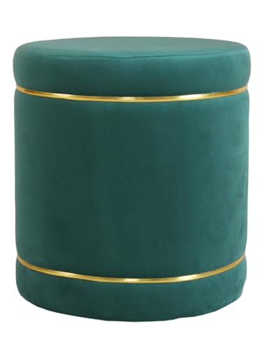 Image of Pouffes Sitting Stool for Living Room, Puffy Wooden Ottoman | Round Pouffe for Living Room & Bedroom | Pouf for Office & Home Decoration & Modern Seating Stool (Green)