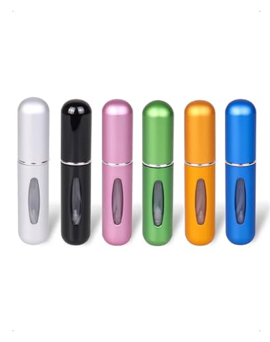 SanKristo 6 Pezzi Atomizzatore di Profumo, 5 ML Ricaricabile Spruzzino Profumo, Mini Nebulizzatore Profumi Portatili con Finestra, Bottiglia Spray Portatile per Viaggi in Aereo, Borse, Viaggi