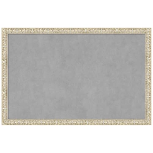 Amanti Art Silver Framed Magnetic Board, 34x22, Traditional Office Decor