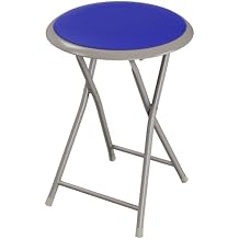 Lavish Home Folding Bar Stool Portable 18-Inch Backless Seat with 225lb Capacity Compact Foldable Stool for Kitchen, Dorm, RV, Rec Room or Extra Seating Blue
