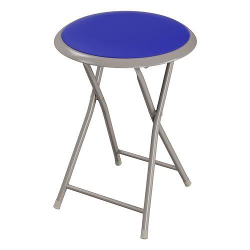 Image of Lavish Home Portable Folding Stool with Backless Seat, Blue, 18 Inch | Compact Counter Bar Stools with 225lb Capacity, Collapsible Stools for Kitchen, Dorm, RV, Camping, Rec Room or Extra Seating
