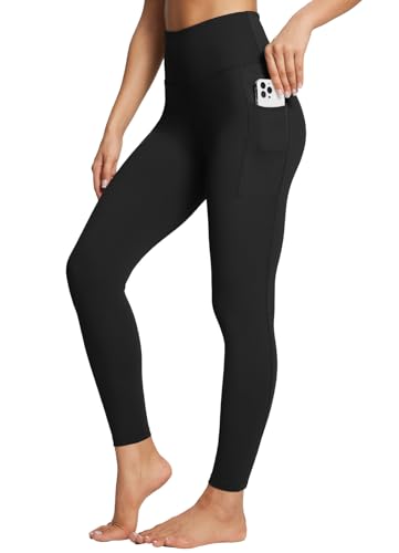 BALEAF Women's Leggings with Pockets Black Tummy Control Workout High Waisted Athletic 7/8 Ultra Soft Gym Yoga Ankle Pants