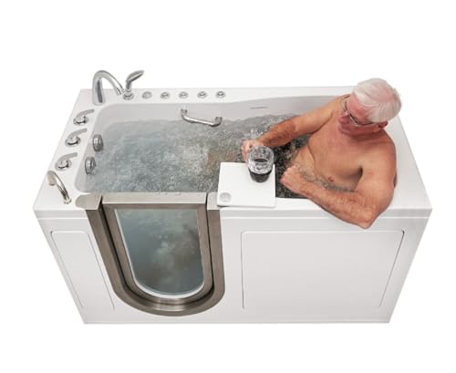 Ella Ultimate 30'x60' Acrylic Air & Hydro + Independent Foot Massage Walk-In-Bathtub, Left Door, Heated Seat, 5 Piece Fast Fill Faucet, 2' Dual Drain