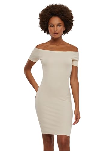 Urban Classics Vestido de Mujer con Hombros Descubiertos, Disponible en Muchos Colores Diferentes, Tallas XS a 5XL, Arena Blanca., XS
