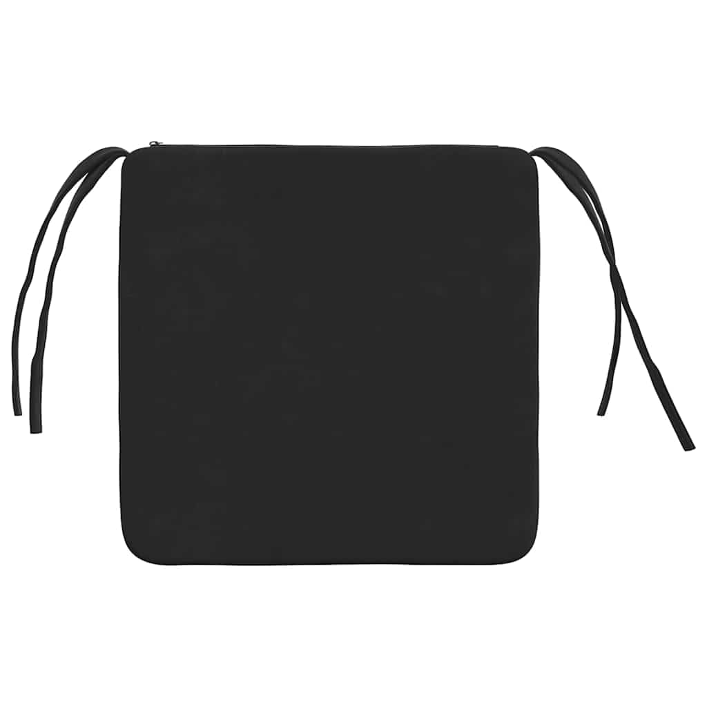 4er Set Sitzkissen Schwarz 40 x 40 cm aus Samt - Weiche Stuhlkissen mit Schaumstoff-Füllung und Haltebändern - Elegante Stuhlauflagen für Esszimmer, Wohnzimmer und Küche