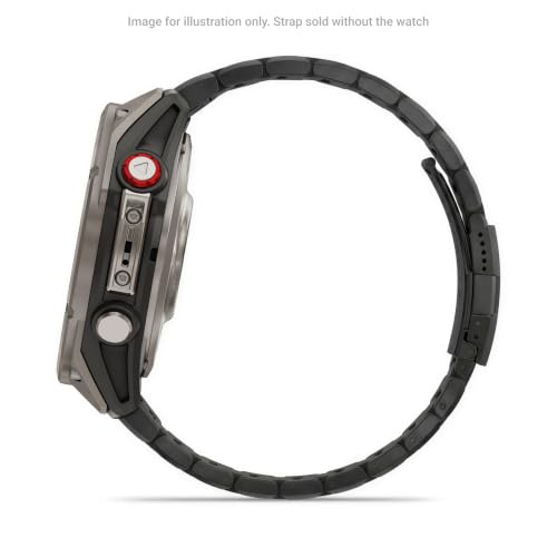Image of Garmin QuickFit 22 Watch Band - Vented Titanium Bracelet with Carbon Gray DLC Coating