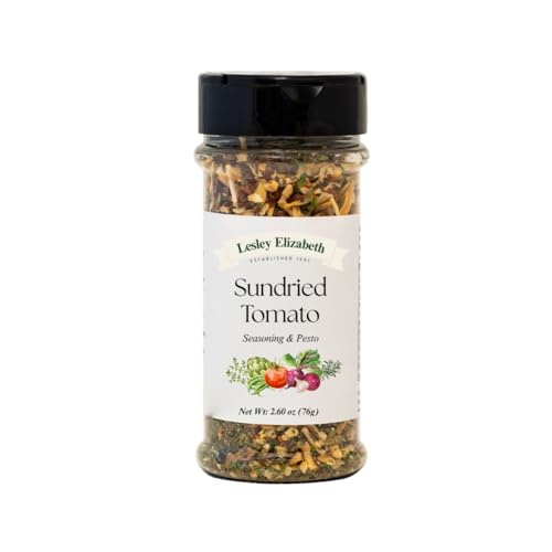 Image of Lesley Elizabeth Sundried Tomato Seasoning & Pesto - Gourmet Italian Herb & Tomato Blend for Pasta, Chicken, Vegetables & Sandwiches | All-Purpose Cooking & Grill Seasoning