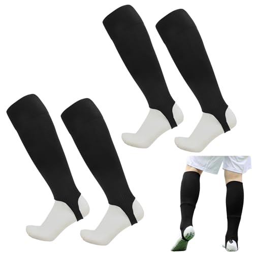 Megcdtr Fußball Socken, 2 Paar Herren Socken, 47.5 * 10cm Core Socken, Team Socken Geeignet für alle Arten von Jugend und Erwachsenensportarten (Schwarz)