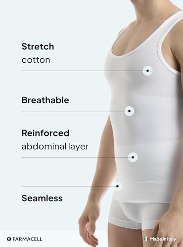 Farmacell Tank Tops Men Made in Italy - Vest Shapewear Tummy Control - Body Shaping - Compression Tank Top Men Slimming - 4174