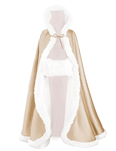 BEAUTELICATE Wedding Cape Hooded Cloak for Bride Winter Reversible with Fur Trim Free Hand Muff product thumbnail 10