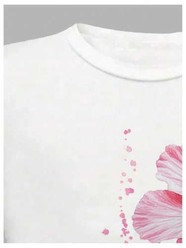 WDIRARA Girl's Floral Graphic Print T-Shirts Crew Neck Short Sleeve Tee Y2k Tops4