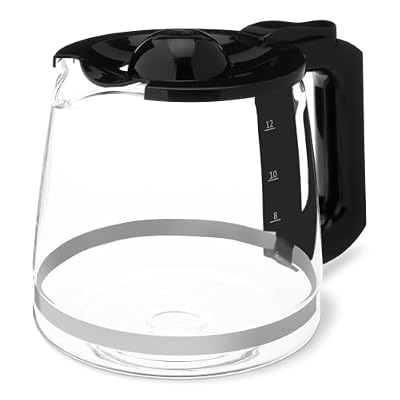 Amazon Basics 12-Cup Glass Replacement Carafe for Coffee Maker, Comfort-Grip Handle, Dripless Spout, Black，Only for B0D9QDMK9X, B0D9QGF1WX