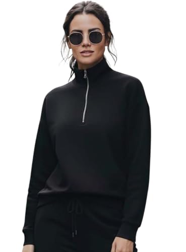 Image of KOTTY Women Winter Jacket With Half Zip Stand Collar Comfortable Fabric For Modern Casual Styling