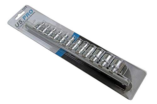 US PRO 12PC 3/8 DR E TORX SOCKETS ON Rail B1377, Variety pack