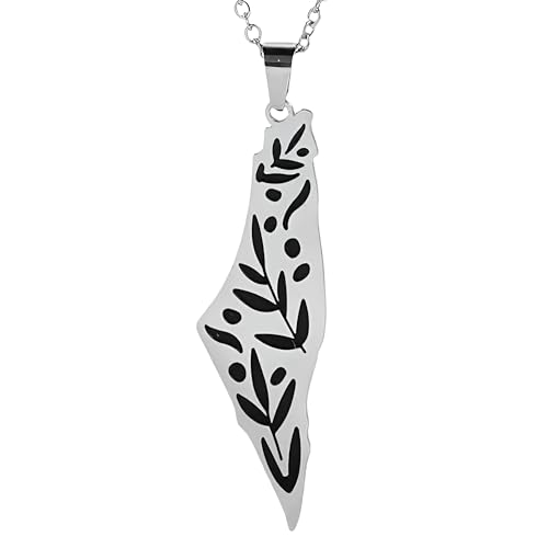 Collier Palestine en argent 925, un pendentif carte arabe ciselé pour femme et homme