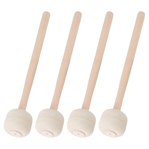 4 PCS Baquetas de Bombo,Mazo De Bombo,Mazos De Percusión con Cabezal de Fieltro de Lana,Mazos de Tambor de Marcha Baquetas de Fieltro de Lana