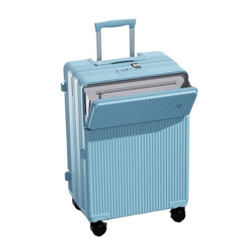 Suitcase Fashionable Zippered Front Opening Trolley Case For Men And Women Large Capacity Multifunctional Boarding Case Luggage(Blue)