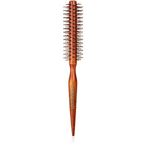 Nylon Bristle Round Styling Hair Brush - 1.5 Inch Diameter - Quiff Roll Circle Hairbrush with Natural Wooden Handle for Men and Women - Blow Dry, Style, and Curl Hair