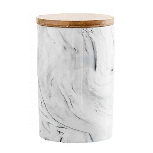 Bocal de conservation alimentaire en céramique avec couvercle hermétique en bambou - Design moderne - Boîte de conservation alimentaire pour thé, café, épices et plus (300 ml) (5) Cover